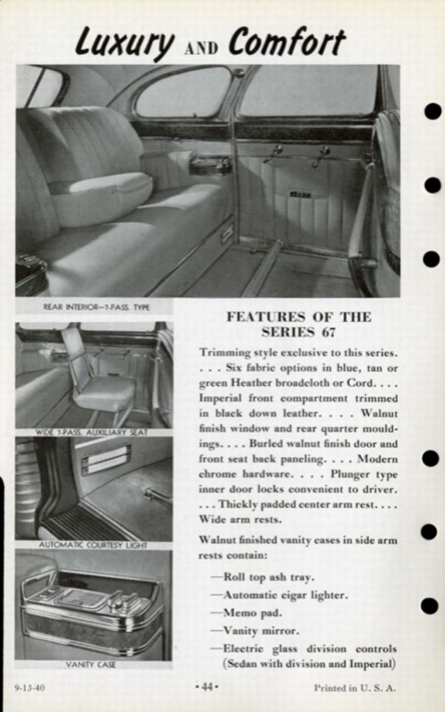 1941 Cadillac Salesmans Data Book Page 84